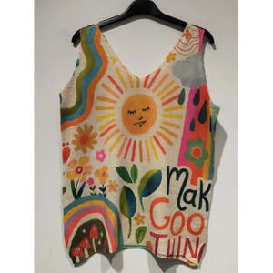 L57 Loowie Sunshine Knit Printed Sleeveless Sweater    One Size